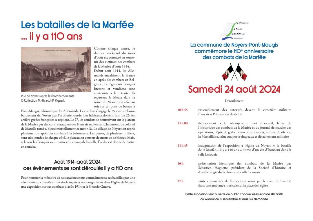 110ème Commémoration des combats de la Marfée samedi 24 août